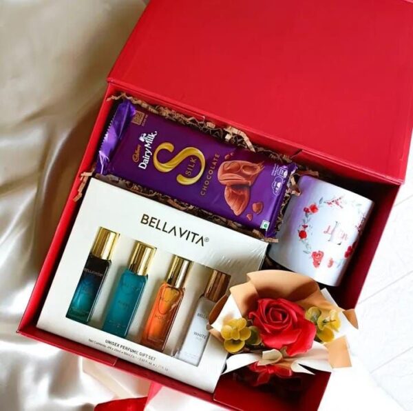 Luxury Perfume, Chocolate & Flower Gift Box